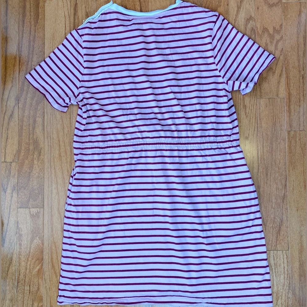 Draper James Tie Waist Dark Pink Mariner Striped T-Shirt Dress - Picture 8 of 10